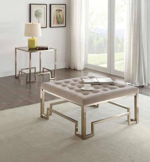 Damien Fabric & Champagne Cocktail Ottoman - U&U Home Budget Furniture (Carteret, NJ)