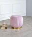 Zinnia Pink Carnation Velvet & Gold Ottoman - U&U Home Budget Furniture (Carteret, NJ)
