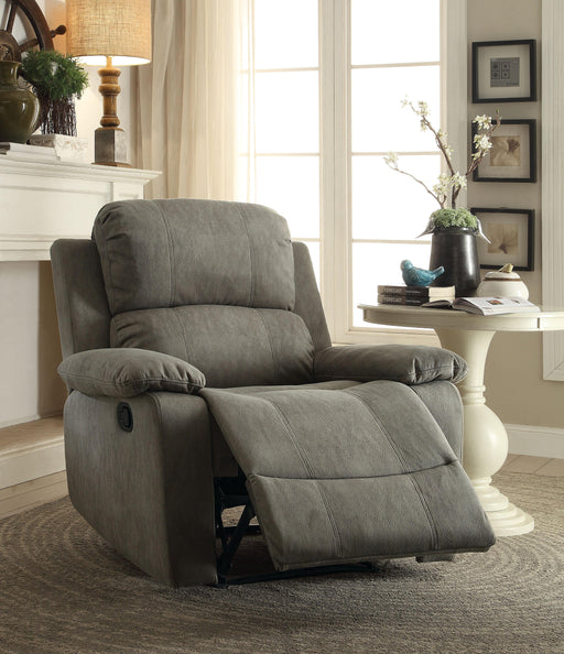 Bina Gray Polished Microfiber Recliner (Motion) - U&U Home Budget Furniture (Carteret, NJ)