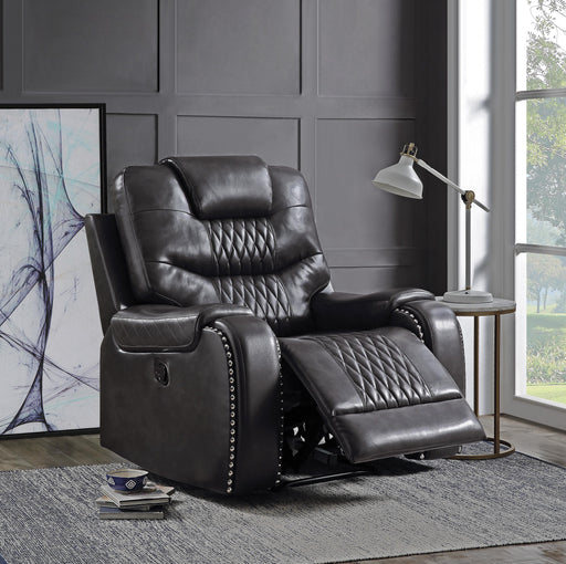 Braylon Magnetite PU Recliner (Motion) - U&U Home Budget Furniture (Carteret, NJ)