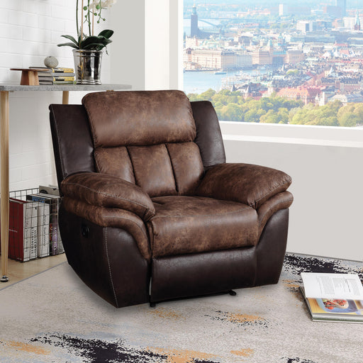 Jaylen Toffee & Espresso Polished Microfiber Recliner - U&U Home Budget Furniture (Carteret, NJ)