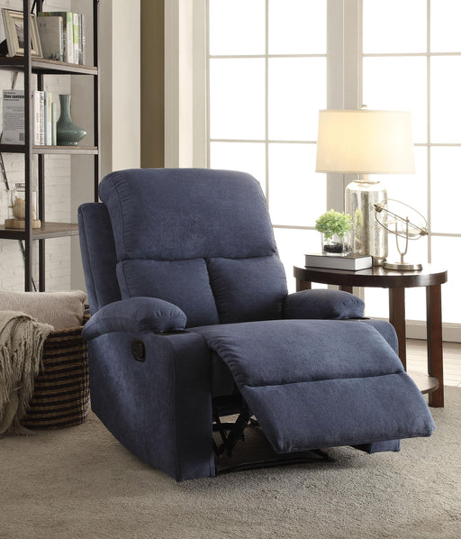 Rosia Blue Velvet Recliner (Motion) - U&U Home Budget Furniture (Carteret, NJ)
