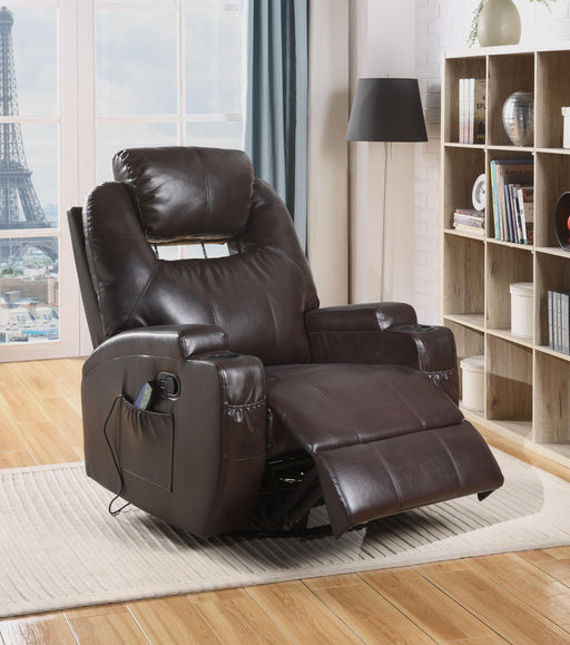 Waterlily Brown PU Rocker Recliner (Motion) - U&U Home Budget Furniture (Carteret, NJ)