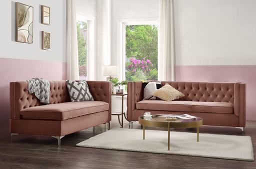 Rhett Dusty Pink Velvet Sectional Sofa - U&U Home Budget Furniture (Carteret, NJ)