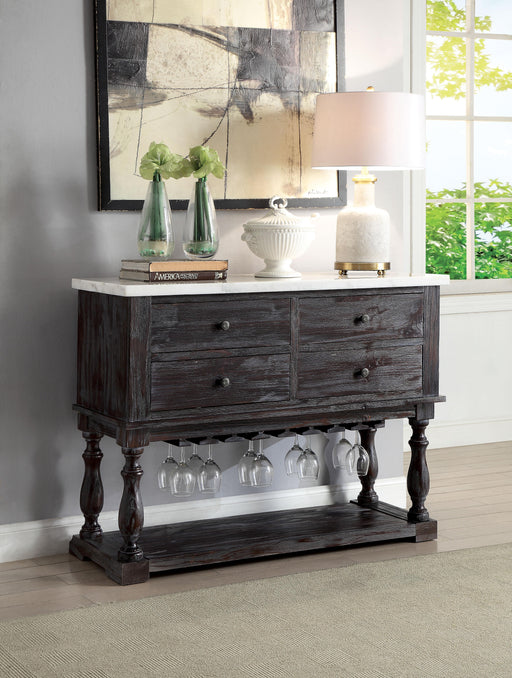 Gerardo White Marble & Weathered Espresso Server - U&U Home Budget Furniture (Carteret, NJ)