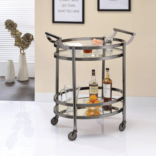 Lakelyn Black Nickel & Clear Glass Serving Cart - U&U Home Budget Furniture (Carteret, NJ)