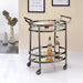 Lakelyn Black Nickel & Clear Glass Serving Cart - U&U Home Budget Furniture (Carteret, NJ)