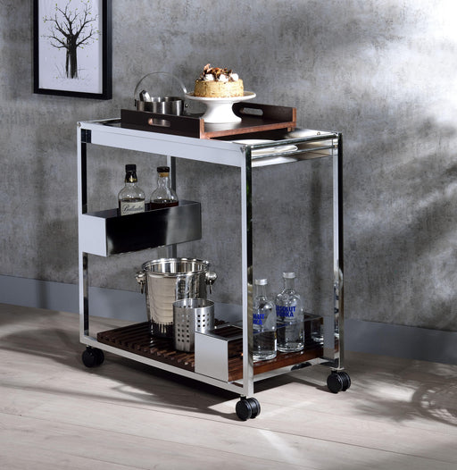 Lisses Chrome Serving Cart - U&U Home Budget Furniture (Carteret, NJ)