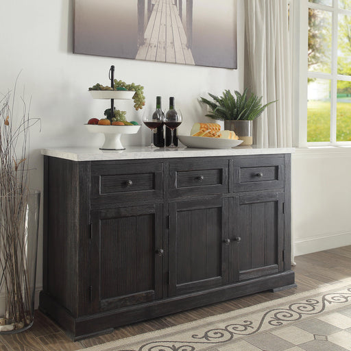 Nolan White Marble & Salvage Dark Oak Server - U&U Home Budget Furniture (Carteret, NJ)