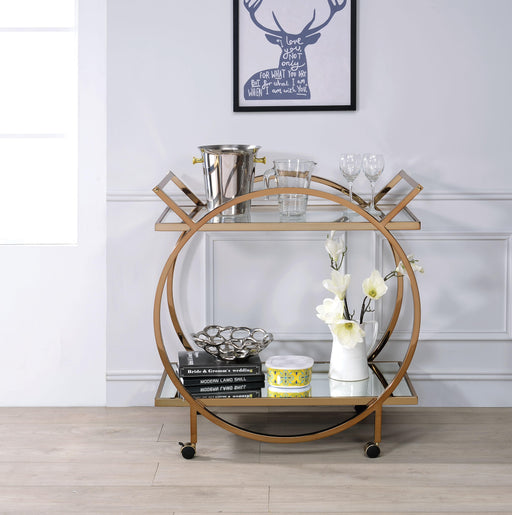 Traverse Champagne & Mirrored Serving Cart - U&U Home Budget Furniture (Carteret, NJ)