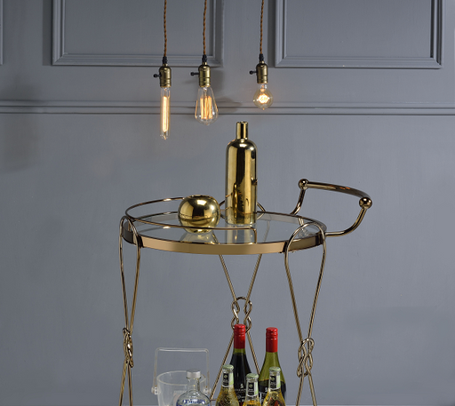 Zekera Champagne Serving Cart - U&U Home Budget Furniture (Carteret, NJ)