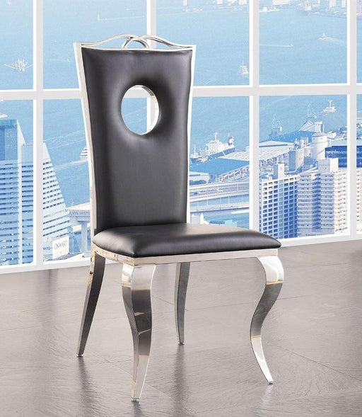 ACME Cyrene Faux Leather Side Chair (Set of 2) in Stainless Steel 62078 - U&U Home Budget Furniture (Carteret, NJ)