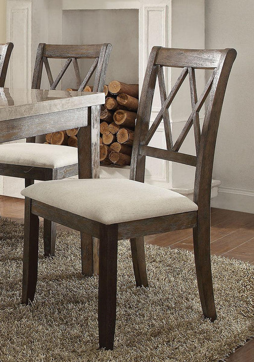Acme Furniture Claudia Side Chair in Beige and Brown (Set of 2) 71717 - U&U Home Budget Furniture (Carteret, NJ)