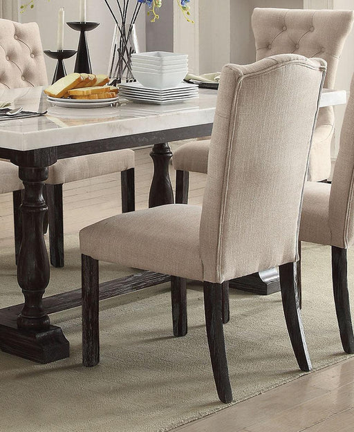 Acme Furniture Gerardo Upholstered Side Chair in Beige and Espresso (Set of 2) 60822 - U&U Home Budget Furniture (Carteret, NJ)