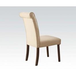 Acme Gasha Side Chair (Set of 2) in Beige/Walnut 72822 - U&U Home Budget Furniture (Carteret, NJ)