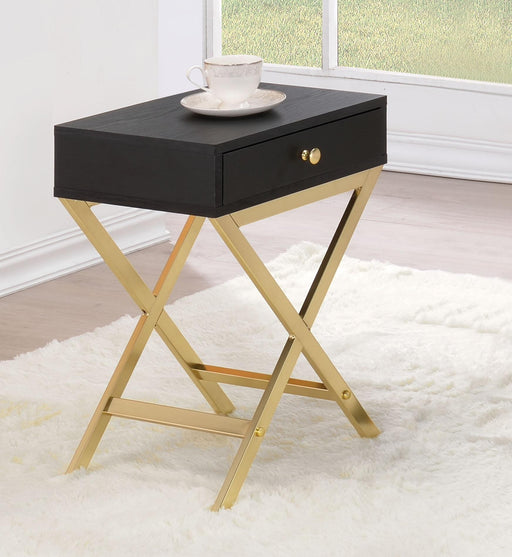 Coleen Black & Brass Side Table - U&U Home Budget Furniture (Carteret, NJ)