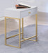 Coleen White & Brass Side Table - U&U Home Budget Furniture (Carteret, NJ)