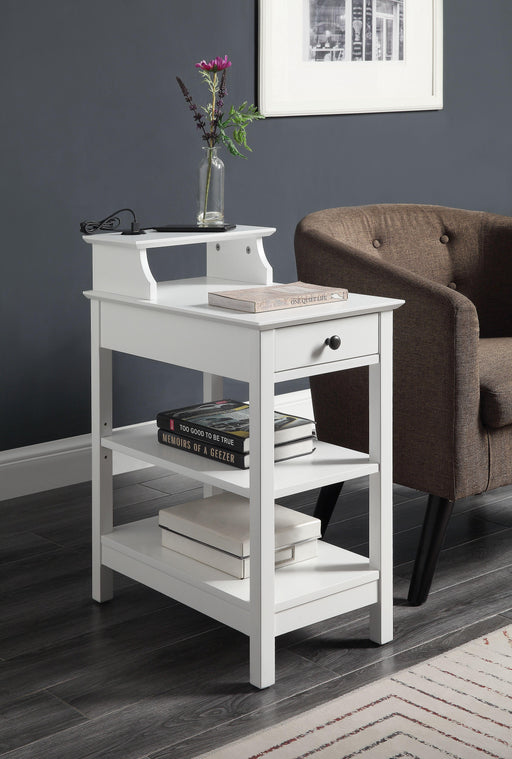 Slayer White Side Table (USB Charging Dock) - U&U Home Budget Furniture (Carteret, NJ)