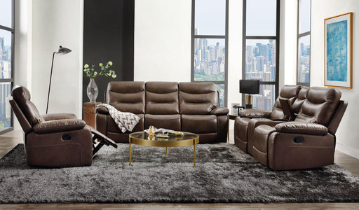 Aashi Brown Leather-Gel Match Sofa (Motion) - U&U Home Budget Furniture (Carteret, NJ)