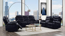 Aashi Navy Leather-Gel Match Sofa (Motion) - U&U Home Budget Furniture (Carteret, NJ)