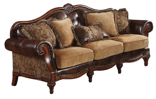 Acme Dreena Traditional Bonded Leather and Chenille Sofa 05495 - U&U Home Budget Furniture (Carteret, NJ)