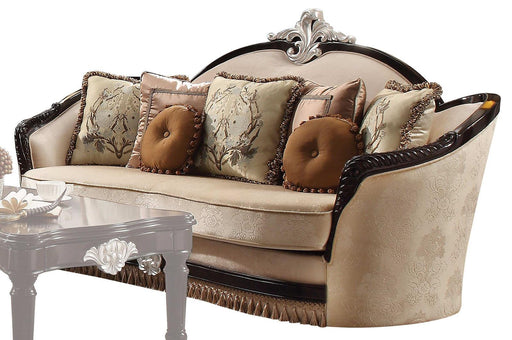 Acme Furniture Ernestine Sofa with 7 Pillows in Tan and Black 52110 - U&U Home Budget Furniture (Carteret, NJ)