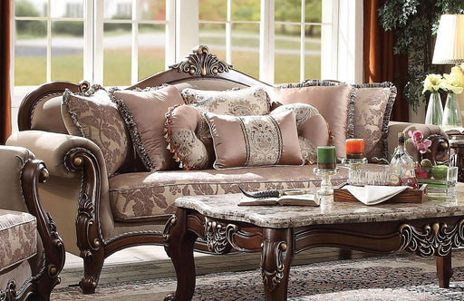 Acme Furniture Mehadi Sofa with 8 Pillows in Walnut 50690 - U&U Home Budget Furniture (Carteret, NJ)