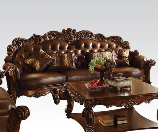 Acme Vendome Oversized Sofa with 4 Pillows in Cherry 52000 - U&U Home Budget Furniture (Carteret, NJ)