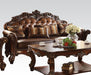 Acme Vendome Stationary Sofa with 3 Pillows in Cherry 52001 - U&U Home Budget Furniture (Carteret, NJ)