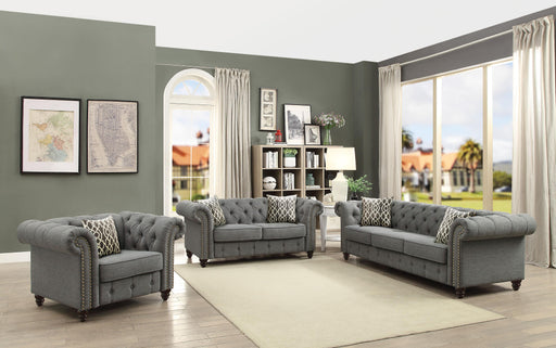 Aurelia Gray Linen Sofa w/2 Pillows - U&U Home Budget Furniture (Carteret, NJ)