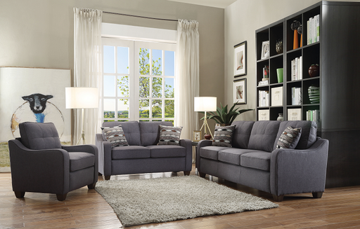 Cleavon II Gray Linen Sofa w/2 Pillows - U&U Home Budget Furniture (Carteret, NJ)