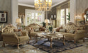 Dresden Bone PU & Gold Patina Sofa w/4 Pillows - U&U Home Budget Furniture (Carteret, NJ)