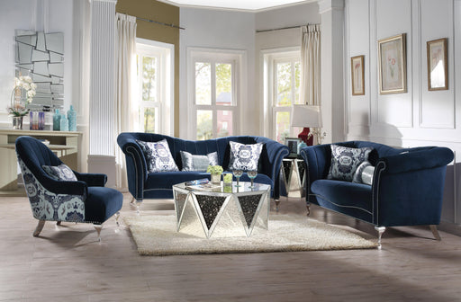 Jaborosa Blue Velvet Sofa w/3 Pillows - U&U Home Budget Furniture (Carteret, NJ)