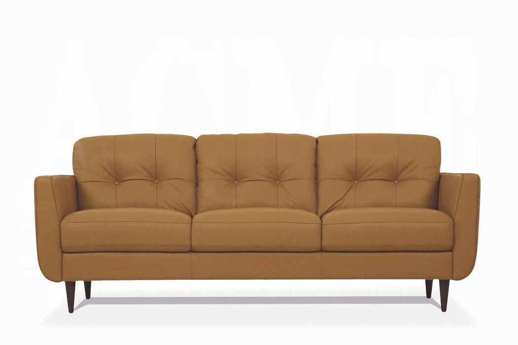 Radwan Camel Leather Sofa - U&U Home Budget Furniture (Carteret, NJ)