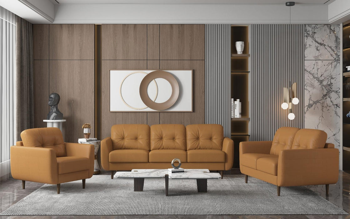 Radwan Camel Leather Sofa - U&U Home Budget Furniture (Carteret, NJ)