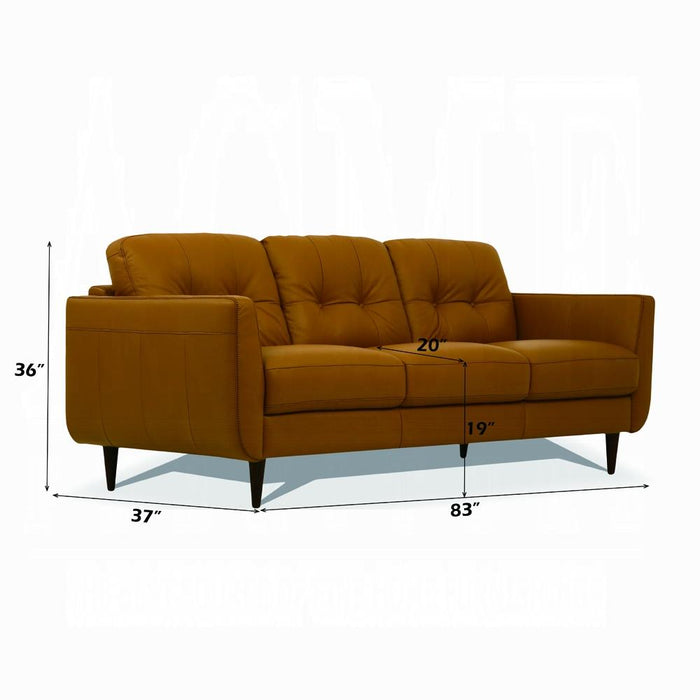 Radwan Camel Leather Sofa - U&U Home Budget Furniture (Carteret, NJ)