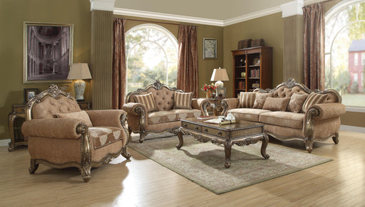 Ragenardus Fabric & Vintage Oak Sofa w/5 Pillows - U&U Home Budget Furniture (Carteret, NJ)