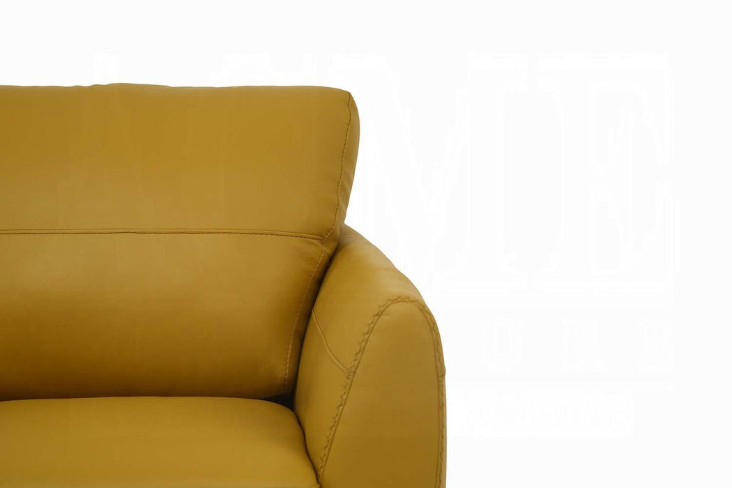 Valeria Mustard Leather Sofa - U&U Home Budget Furniture (Carteret, NJ)