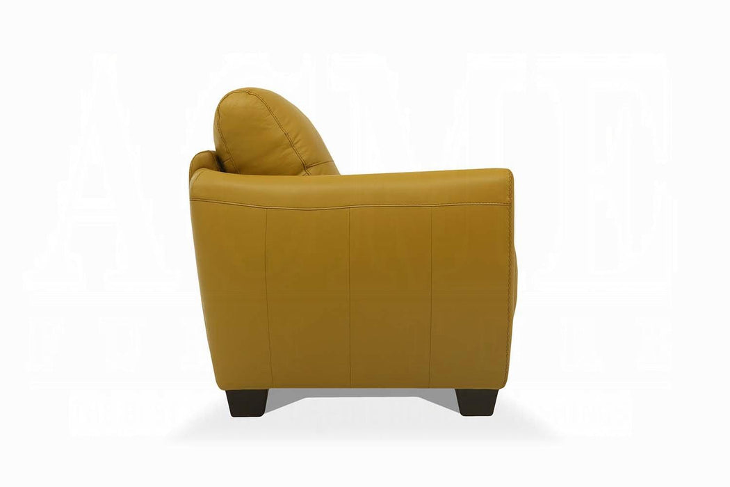 Valeria Mustard Leather Sofa - U&U Home Budget Furniture (Carteret, NJ)