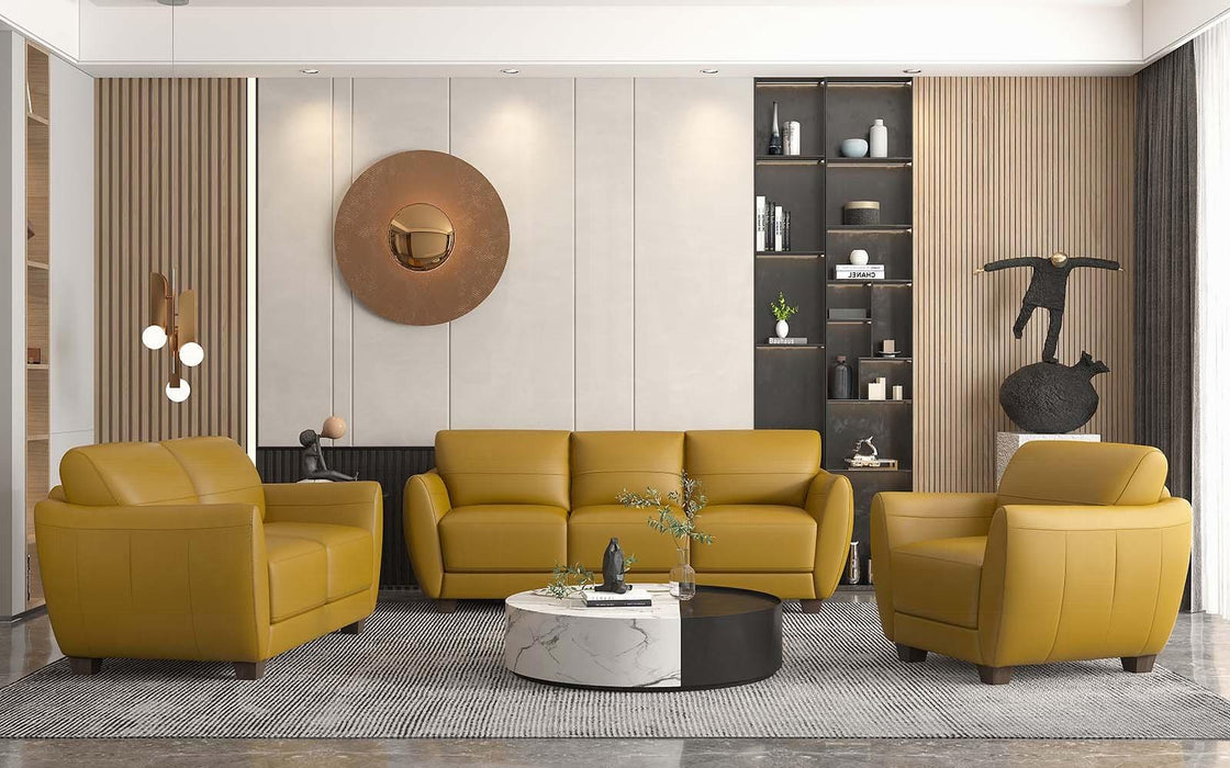 Valeria Mustard Leather Sofa - U&U Home Budget Furniture (Carteret, NJ)