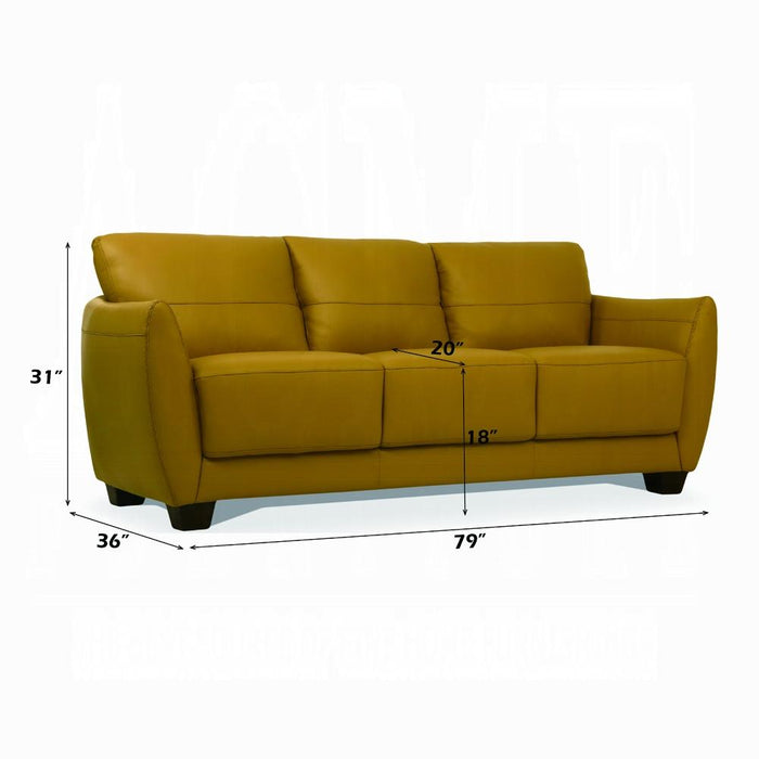 Valeria Mustard Leather Sofa - U&U Home Budget Furniture (Carteret, NJ)