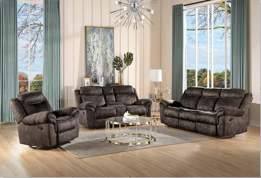 Zubaida 2-Tone Chocolate Velvet Sofa (Glider & Motion) - U&U Home Budget Furniture (Carteret, NJ)