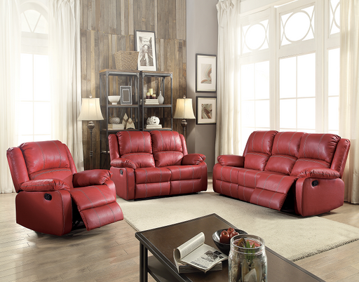 Zuriel Red PU Sofa (Motion) - U&U Home Budget Furniture (Carteret, NJ)