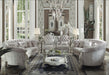 Versailles Ivory Velvet & Bone White Sofa w/5 Pillows - U&U Home Budget Furniture (Carteret, NJ)