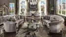 Versailles Velvet & Antique Platinum Sofa w/5 Pillows - U&U Home Budget Furniture (Carteret, NJ)