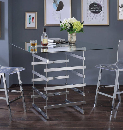 Acme Furniture Nadie Square Counter Height Table in Chrome 72590 - U&U Home Budget Furniture (Carteret, NJ)