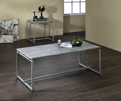Jurgen Faux Concrete & Silver 3Pc Pack Coffee/End Set - U&U Home Budget Furniture (Carteret, NJ)