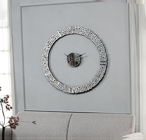 Kachina Mirrored & Faux Gems Wall Clock - U&U Home Budget Furniture (Carteret, NJ)