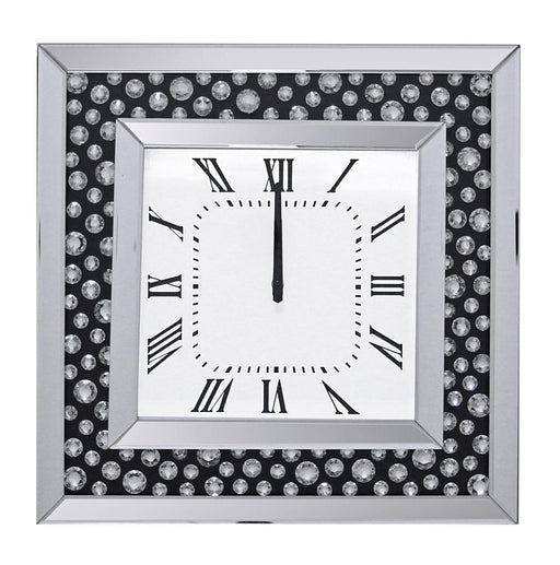Marku Mirrored & Faux GemStones Wall Clock - U&U Home Budget Furniture (Carteret, NJ)