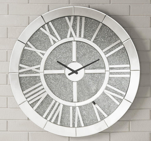 Nowles Mirrored Wall Clock - U&U Home Budget Furniture (Carteret, NJ)